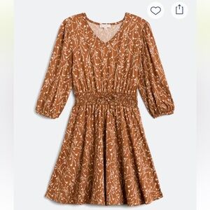 Charming Brown Kids Dress with Floral Design